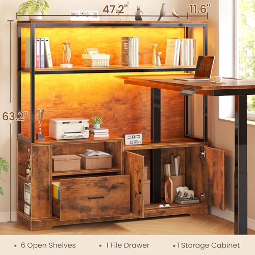 SEDETA L Shaped Standing Desk with Drawers & Hutch, White X476869