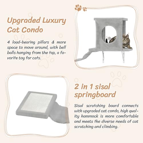 NUNU LAB Wall Mounted Cat Climber Set with House, Tunnel, Scratcher, Black M305