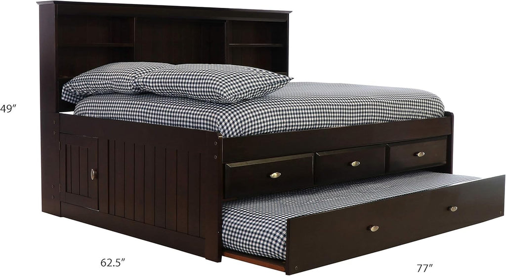 Discovery World Furniture Full Bookcase Daybed with 3 Drawers & Trundle Espresso J3821