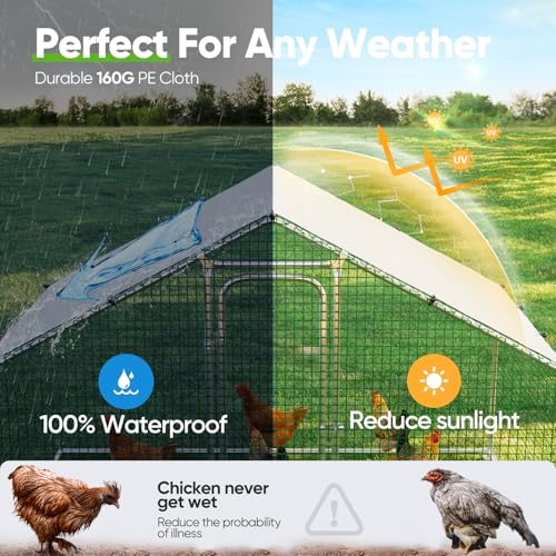Quictent Large Metal Chicken Coop Run with Roosting Perch for 20+ Poultry, Outdoor Walk-in Hen House, 12x9x6.6FT N28773
