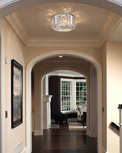Crystal Ceiling Light Modern 2-Light Chrome Flush Mount SF004-2-CH G10718