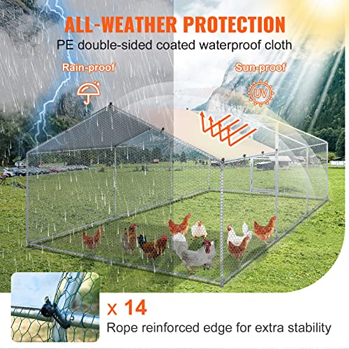 VEVOR Large Metal Chicken Coop with Run, Walk-in Outdoor Poultry Pen W388