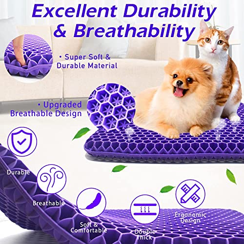Extra Large Gel Seat Cushion, Double Thick Breathable Honeycomb Design, Pressure Relief Purple Y812