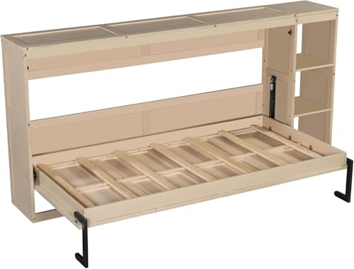 Full Murphy Bed with Storage Shelves, White Z979