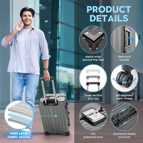 Hard Shell Zipperless Carry On Luggage 22x14x9 Airline Approved, Lightweight Suitcase with 360 Spinner Wheels TSA Lock - 20 Inch Black D583121