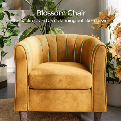 LINSY Accent Chair with Ottoman, Velvet, Olive Green C653