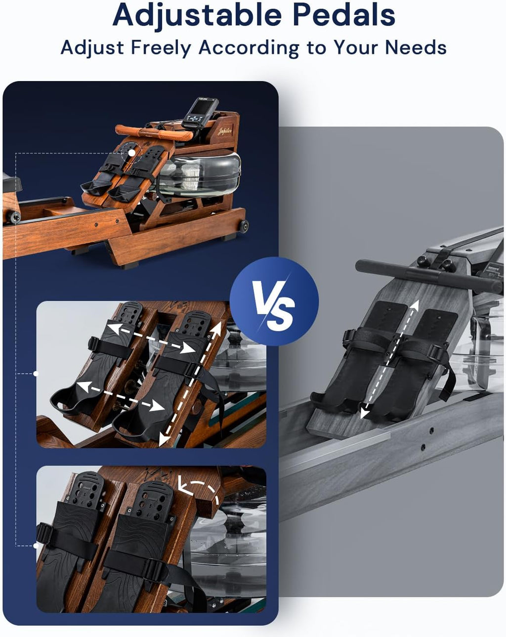 Solid Wood Water Rowing Machine for Home Use with Bluetooth Monitor E882