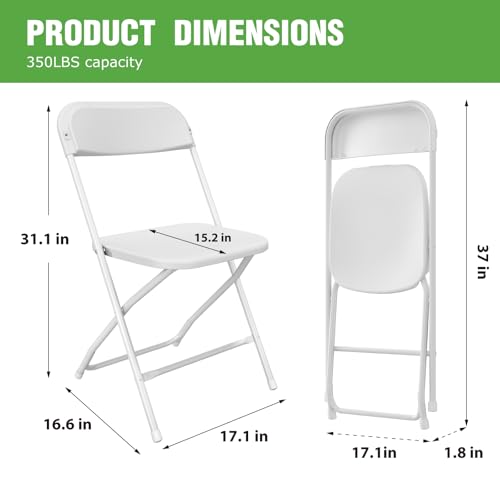 10 Pack White Plastic Folding Chair with Steel Frame A149586