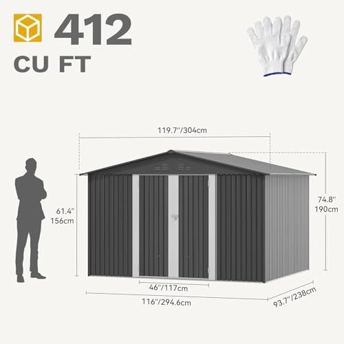 DWVO 6x4ft Metal Storage Shed for Outdoors, Dark Gray T6985