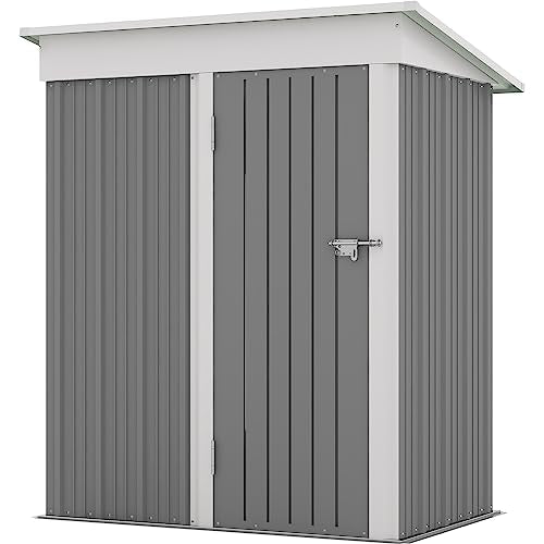 Patiowell 5x3 FT Outdoor Storage Shed with Sloping Roof and Lockable Door, Brown L4971