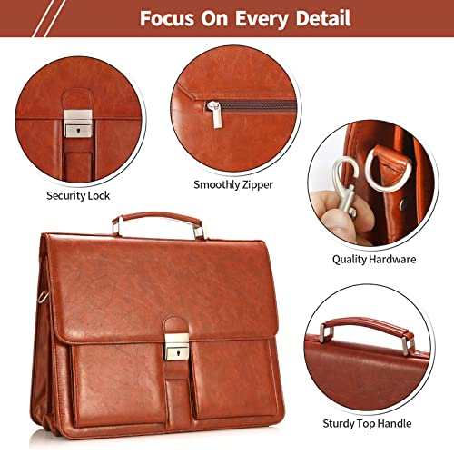 Jack&Chris Men's PU Leather Attache Briefcase Messenger Bag M859791