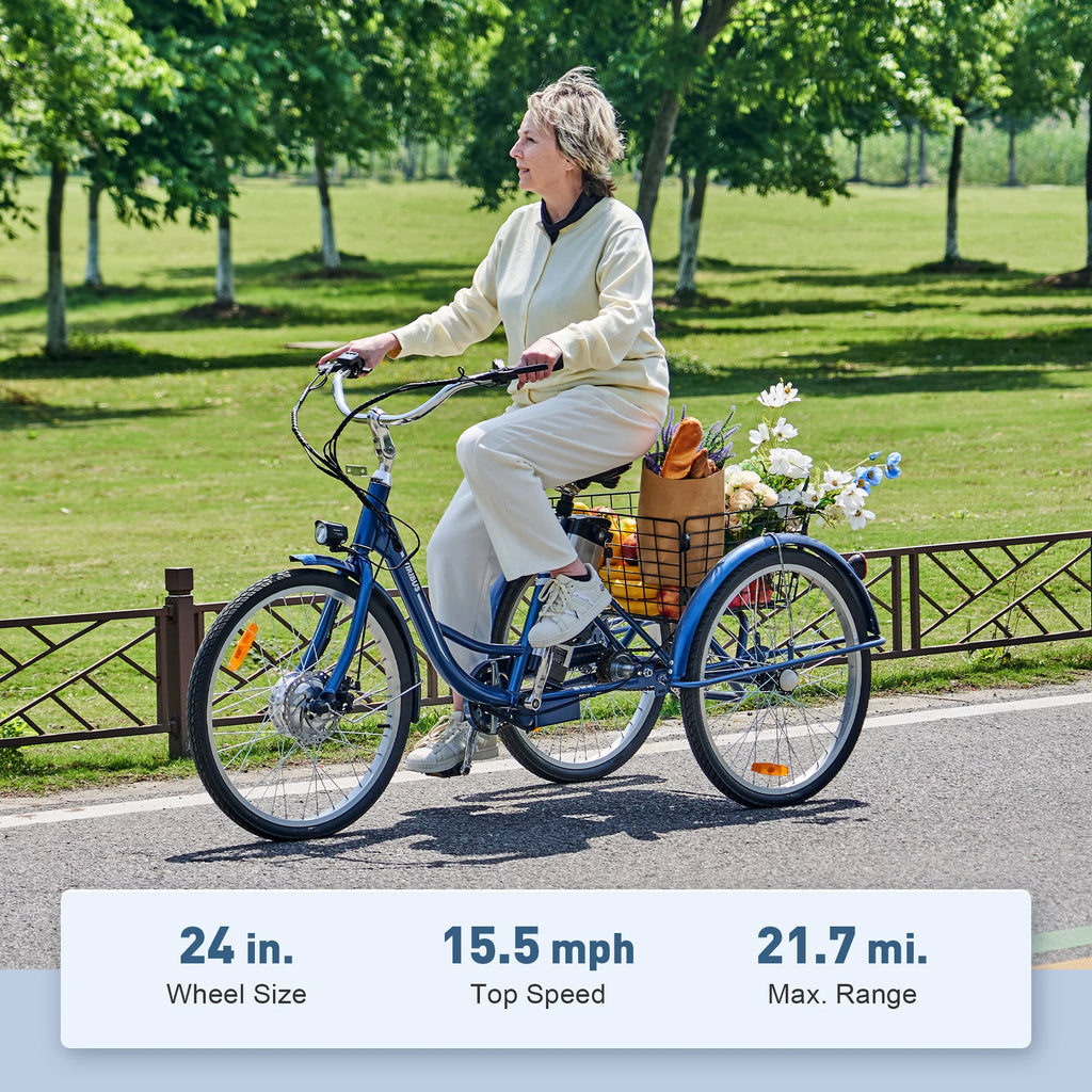 VIRIBUS 24 Inch Adult Electric Tricycle 350W Navy G26429