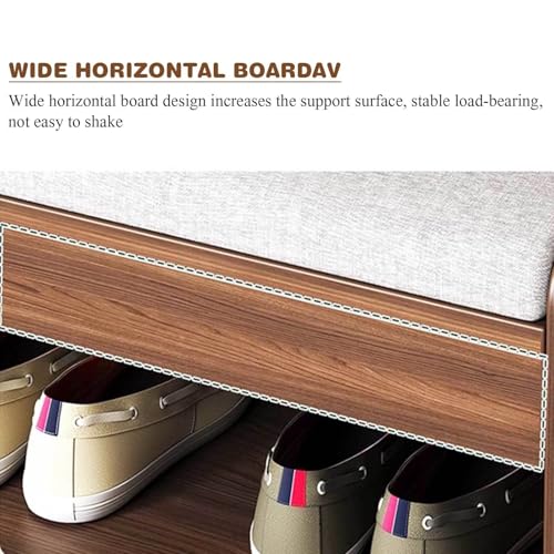 Shoe Bench with Storage Shelf 2-Tier Cushion Padded Seat White Z789019