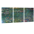 Wieco Art 3 Panels Framed Canvas Wall Art Water Lilies by Claude Monet Famous Paintings Canvas Prints for Living Room Impressionistic Flower Wall Pictures for Bedroom Decorations