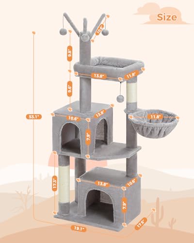 45-Inch Cat Tree with 2 Condos, Scratching Posts and Hammock F616