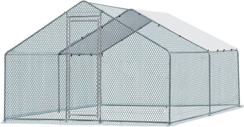 13 x 10 ft Large Metal Chicken Coop, Walk-in Poultry Cage Chicken Hen Run House with Waterproof Cover, Rabbits Cats Dogs Farm Pen for Outdoor Backyard Farm Garden