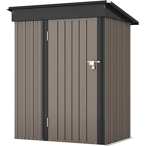 Patiowell 5x3 FT Outdoor Storage Shed with Sloping Roof and Lockable Door, Brown L4971