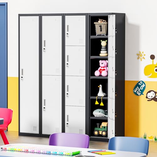 Bonusall Metal Locker 3-Tier Steel Storage Cabinet, 3 Doors Grey H746