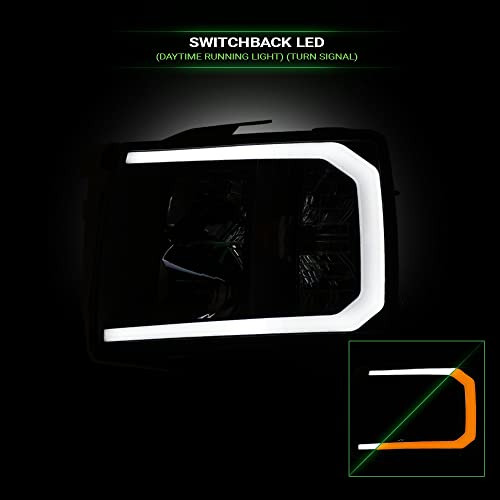 Compatible With Chevy Silverado 1500/2500/3500 HD Switchback Sequential LED Headlights Black Housing A769