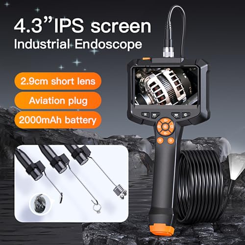 Industrial Borescope Camera 1080P HD with 8 LED Lights, 16.4FT Semi-Rigid Cord T345