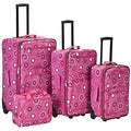 Rockland Impulse 4-Piece Softside Upright Luggage Set,Telescoping Handles, Pucci, (14/19/24/28)