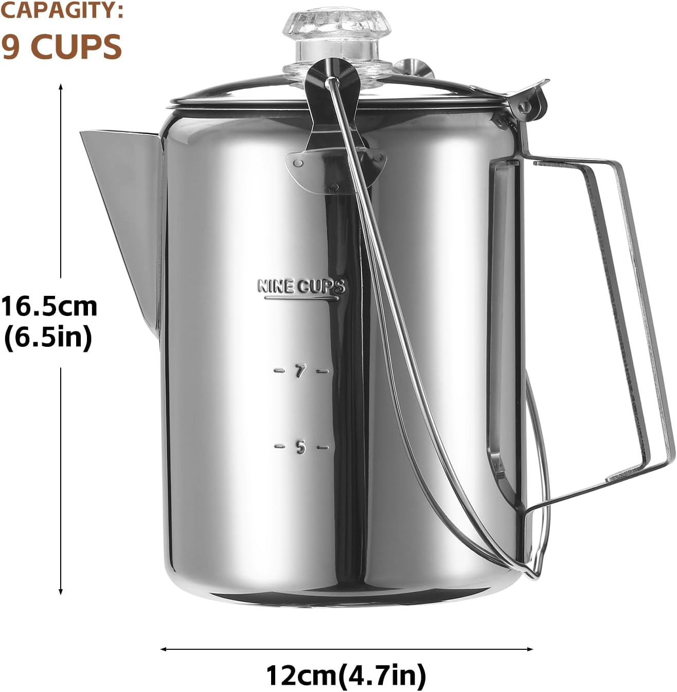Stainless Steel 9 Cup Percolator Coffee Pot for Camping F8306