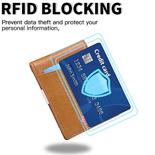 SENDEFN Slim Wallet for Men with Money Clip RFID Front Pocket Leather Bifold J20693