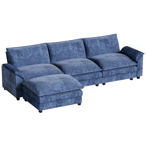 Homall 119" Modular Sectional Sofa with Reversible Ottoman, Light Grey V97154