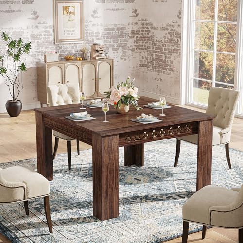 Tribesigns 43" Square Farmhouse Wood Dining Table for 4, Rustic Brown Z457332