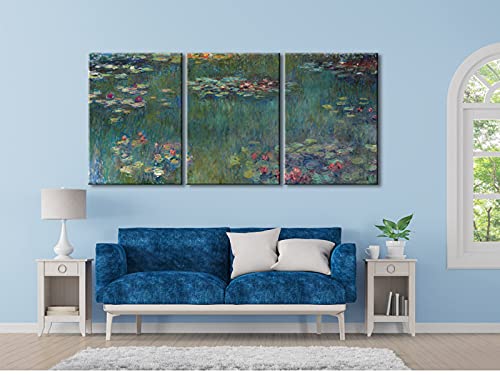 Wieco Art 3 Panels Framed Canvas Wall Art Water Lilies by Claude Monet O771680