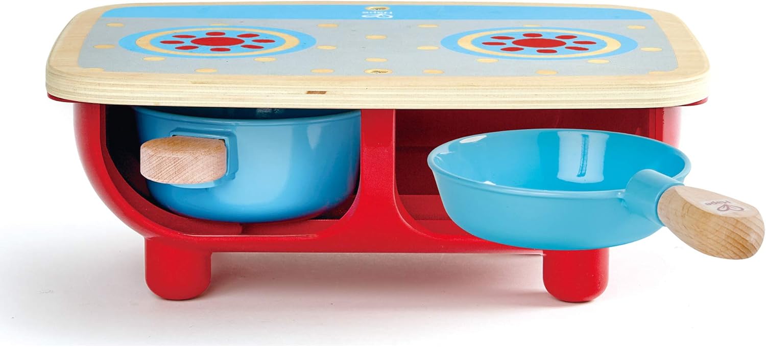 Hape Toddler Wooden 6 Piece Kitchen Set with Toy Stove H7320