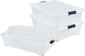 3 Packs Large Clear 50 L Plastic Under Bed Storage Container Bins with Wheels, Stackable Organizer Boxes with Lids, Rolling Underbed Drawers