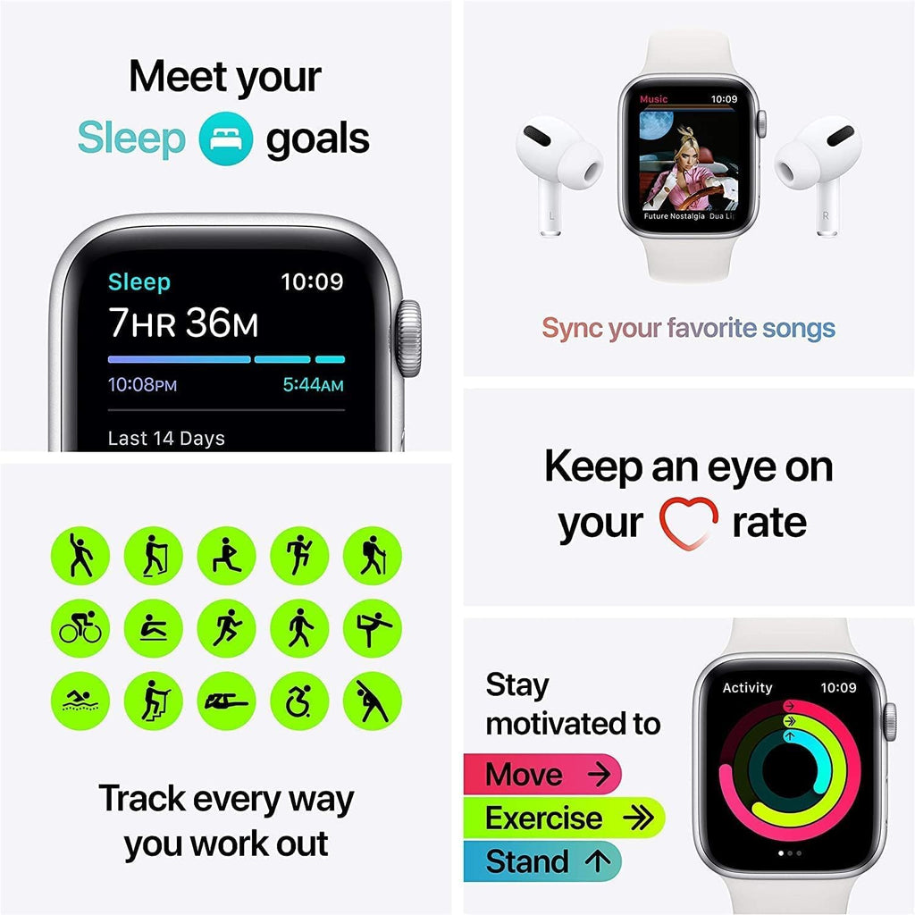 Apple Watch SE 44mm Space Gray Aluminum Case with Midnight Sport Band (Renewed) K56566