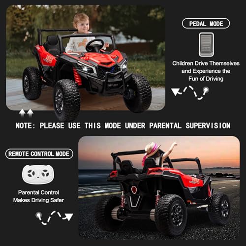 MOLACHI 24V 2 Seater Kids Ride on UTV Car 4WD Electric Vehicle with Remote Control (Pink) L632046