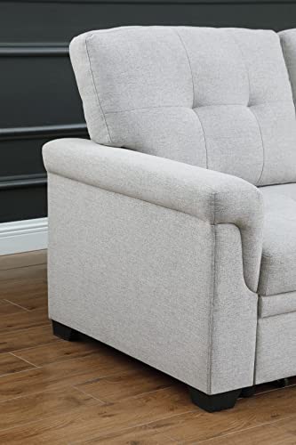 L-Shaped Pull Out Sleep Sofabed with Storage Chaise, Chenille Upholstered X30892