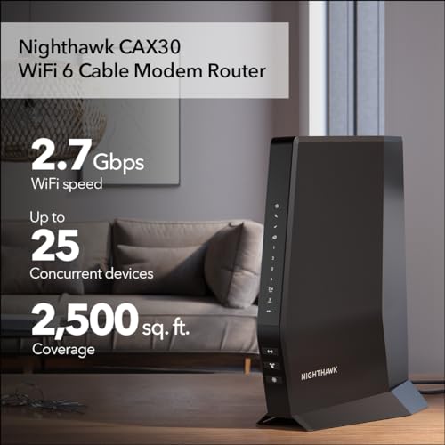 NETGEAR Nighthawk CAX30 Modem Router Combo, DOCSIS 3.1, WiFi 6 AX2700 S210