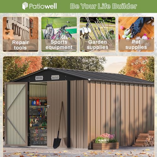 Patiowell 3 x 3 FT Outdoor Storage Shed with Sloping Roof, Grey F27529