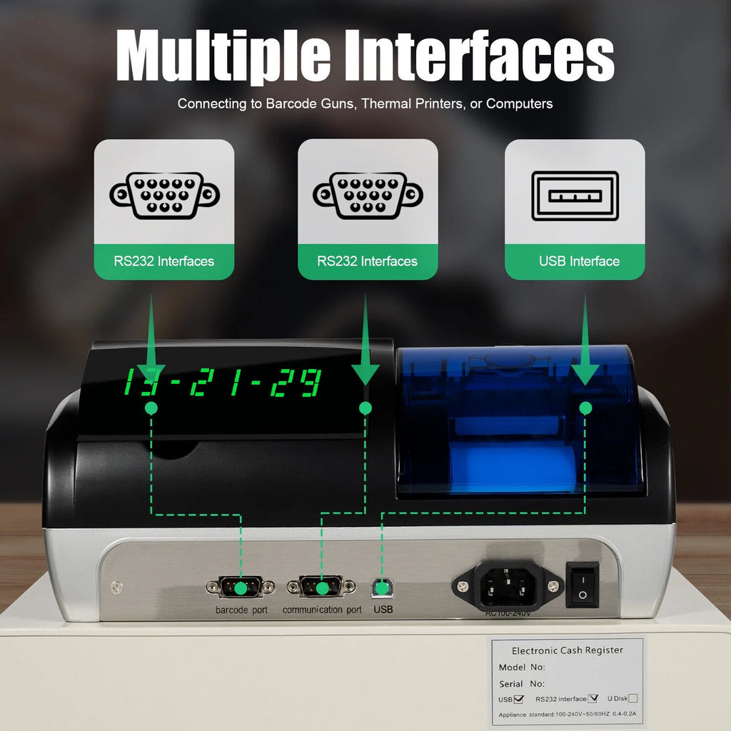 Electronic POS System Cash Register 48 Keys for Retail R449647