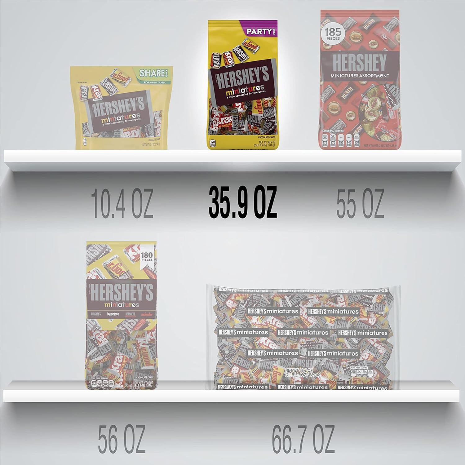 HERSHEY'S Miniatures Assorted Chocolate Candy, 35.9 oz Party Bag (Pack of 2) X3837