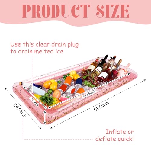 Poen 4 Pcs Inflatable Serving Bar Food Cooler Buffet with Glittering Confetti G395