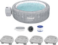 Bestway Coleman Sicily AirJet Inflatable Round Hot Tub with EnergySense Cover & 4 SaluSpa Underwater Non-Slip Pool Spa Seat with Adjustable Legs, Gray