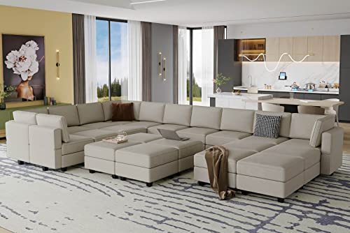 Belffin Oversized Modular Sectional Sofa with Double Chaises and Storage F17277