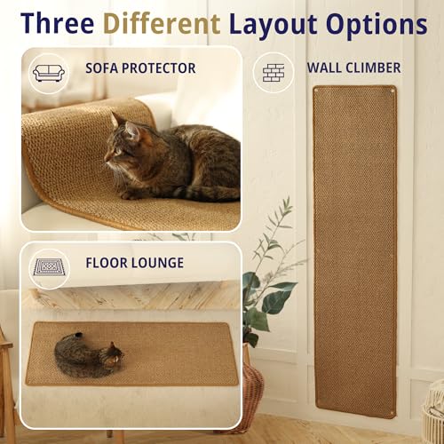 Cat Wall Climbing Carpet 67" x 17.5" with Fixed Nails for Indoor Cats O866
