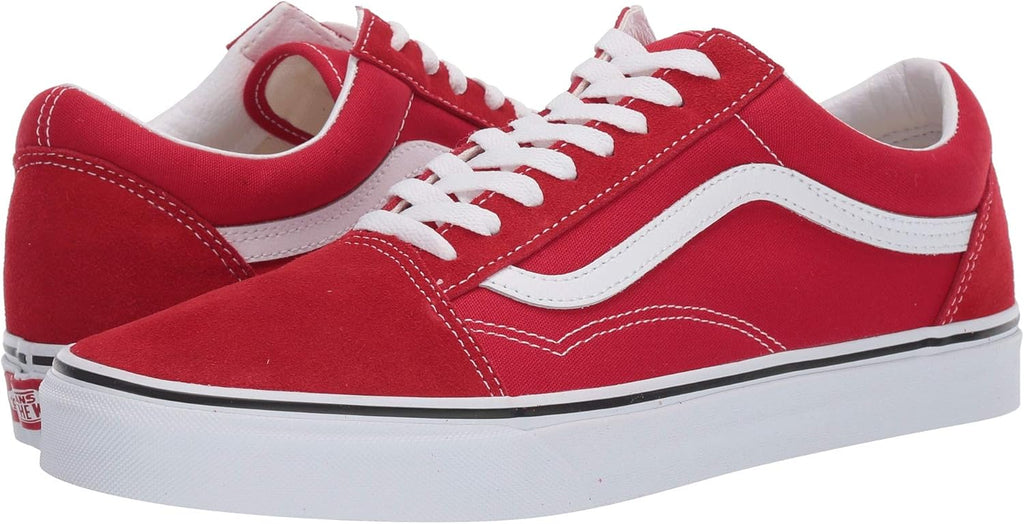 Vans Men's Old Skool Sneaker, Racing Red/True White, Size 9.5
