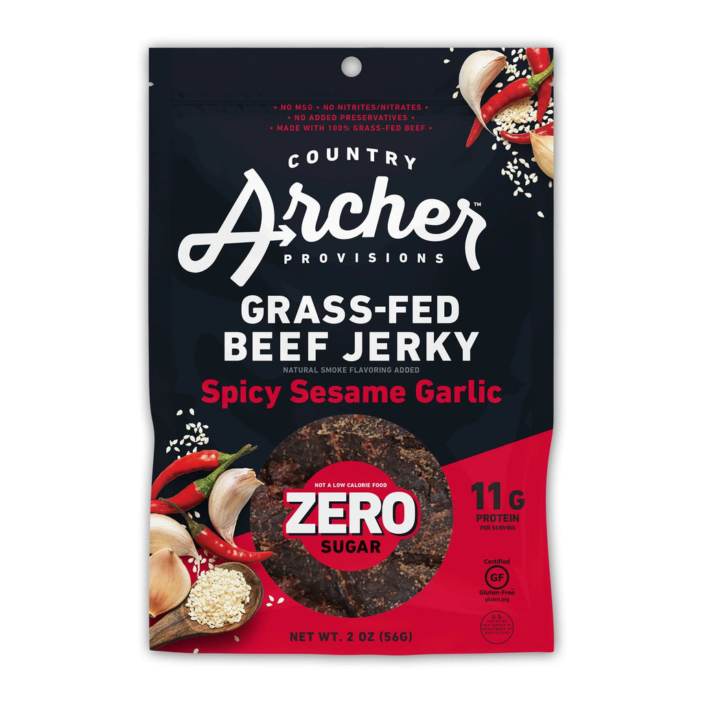 Country Archer Zero Sugar Spicy Sesame Garlic Beef Jerky 2oz 12-Pack F661974