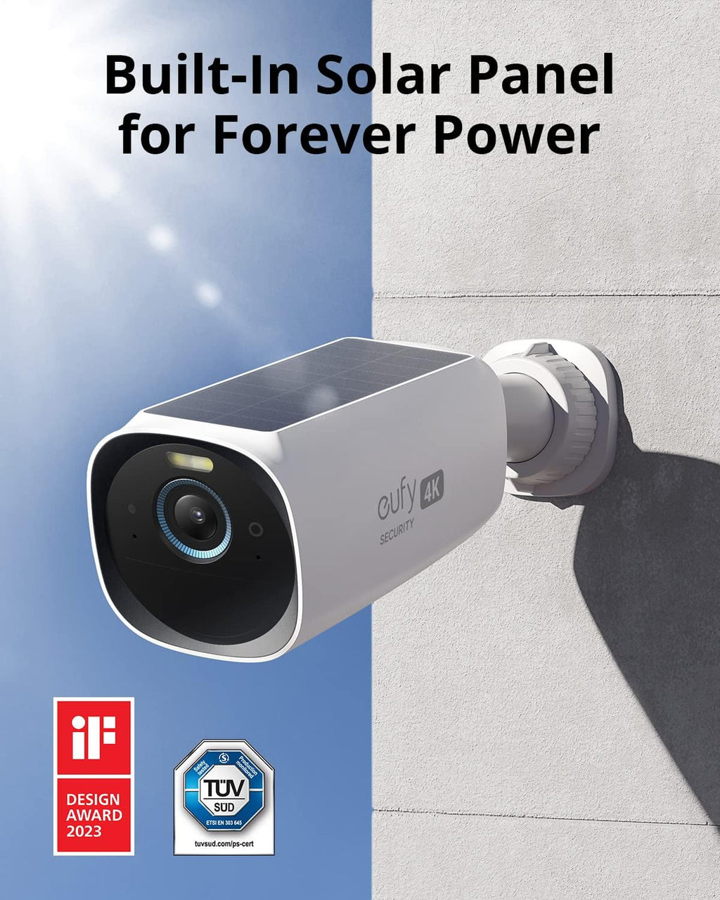 eufy Security eufyCam S330 3-Cam Bundle, 4K Wireless Outdoor Security Camera with Solar Panel W13306