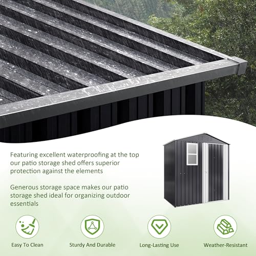 10x10 FT Outdoor Metal Storage Shed with Lockable Doors, Grey Q804763