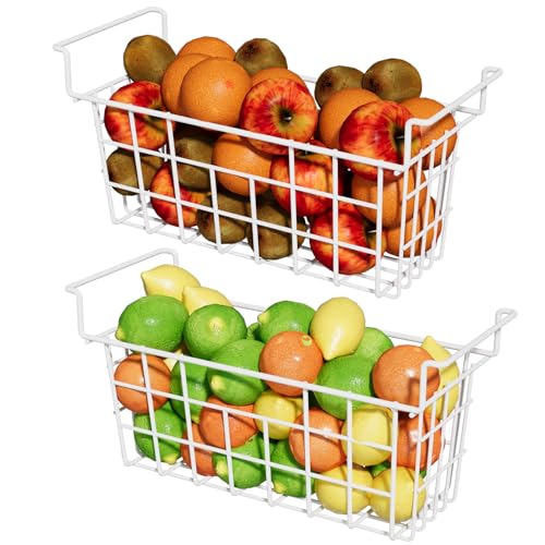 Chest Freezer Organizer Bins 2Packs with Hanging Handles, Metal Wire Storage Basket N1098