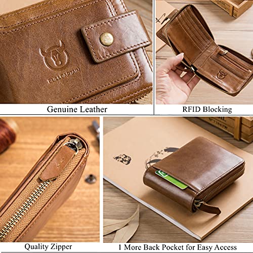 BULLCAPTAIN Genuine Leather Wallet for Men with ID Window and Coin Pocket D326051