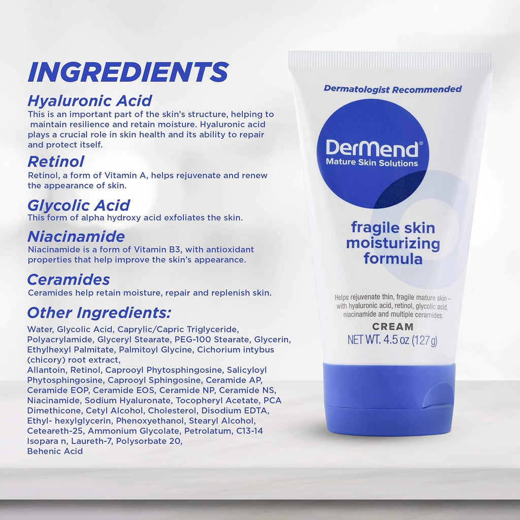 Dermend Specialized Fragile Skin Moisturizing Cream for Mature Skin, 4.5 Oz N18541